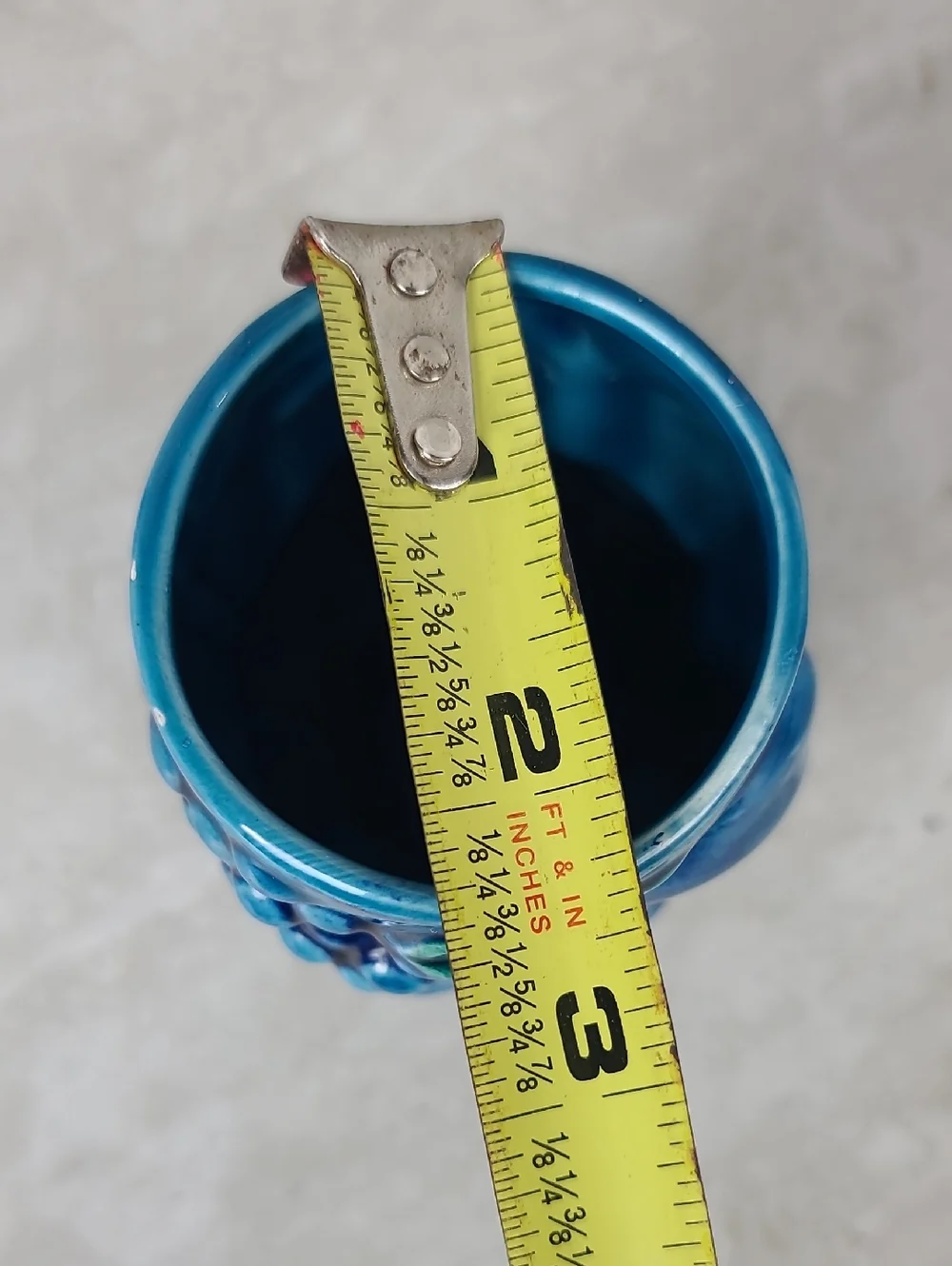 Vtg Inarco Mood Indigo Blue Glazed Fruit Mug Inarco Japan Blue Ceramic Cup Vase - Picture 14 of 14
